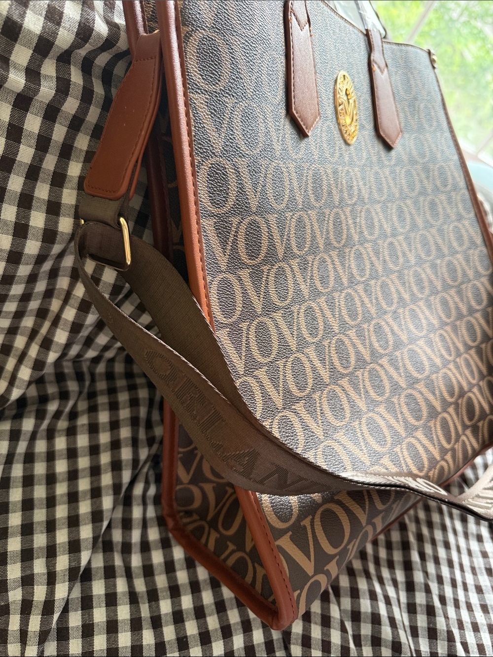 Brown Monogram Tote Crossbody Bag